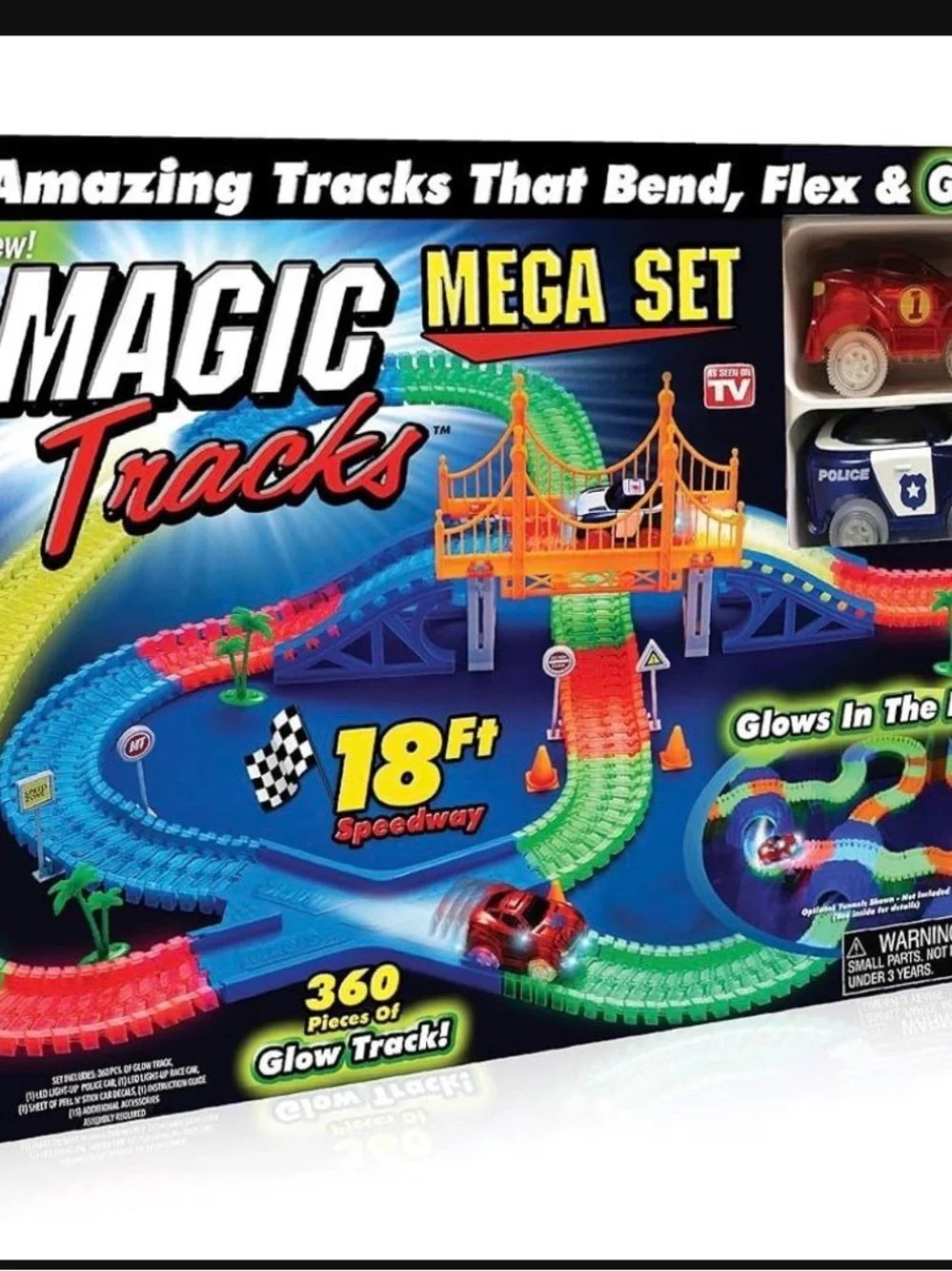 Flexible Glow Race Track Set for Kids - Multicolor